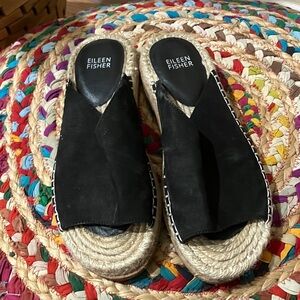 Eileen Fisher Black Espadrille Sandals
